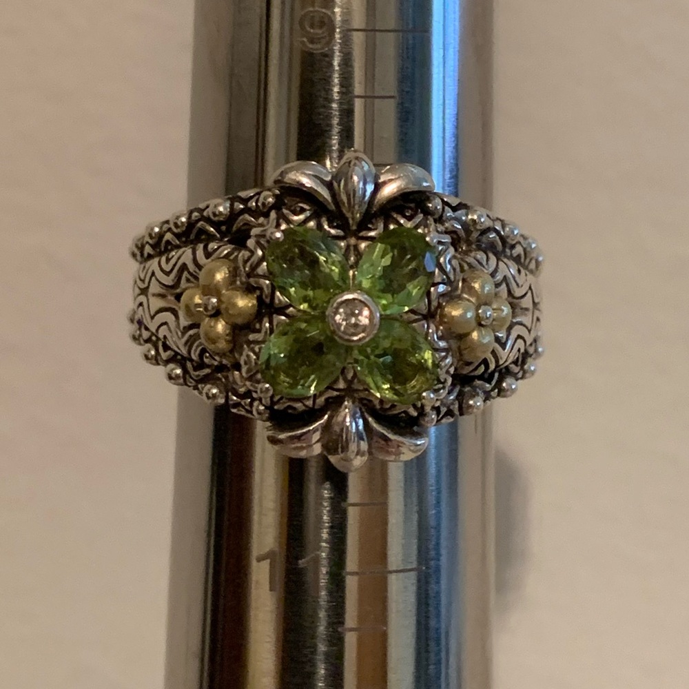 Barbara Bixby Sterling & 18K Peridot Flower Ring